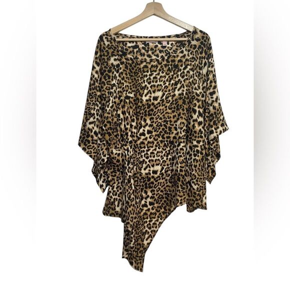 Laurie Felt Cheetah Print Asymmetrical Blouse 1X - Picture 1 of 6